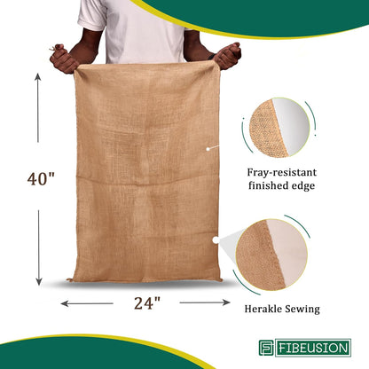 Heavy Duty Reusable Burlap Sacks (Set of 6) – 24" X 40" Perfect Sack Race Bags for Adults and Kids, Outdoor Lawn Games, Vegetable Storage & Gardening - 50lbs Capacity Potato Sacks
