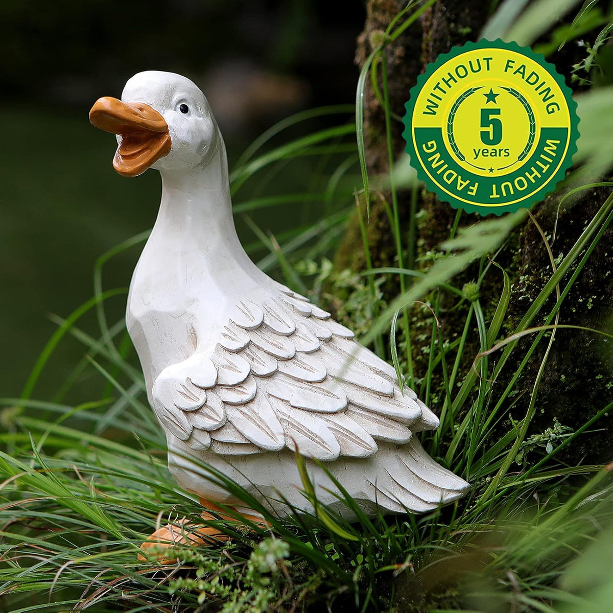 Duck Yard Decorations Outdoor Ornaments Set of 3, Resin Goose Sculpture Statue Front Porch Garden Decor for Outside Imitation Wood Carving, Funny Animal Decorations Fairy Craft Yart Art Decor