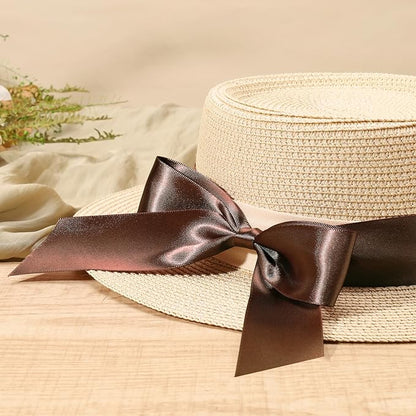 LaRibbons Brown Satin Ribbon 1 1/2 Inch 50 Yards Thin Luxury Double Faced Mocha Mousse Silk Ribbon for Flower Bouquet Crafts Gift Wrapping Wedding Decoration