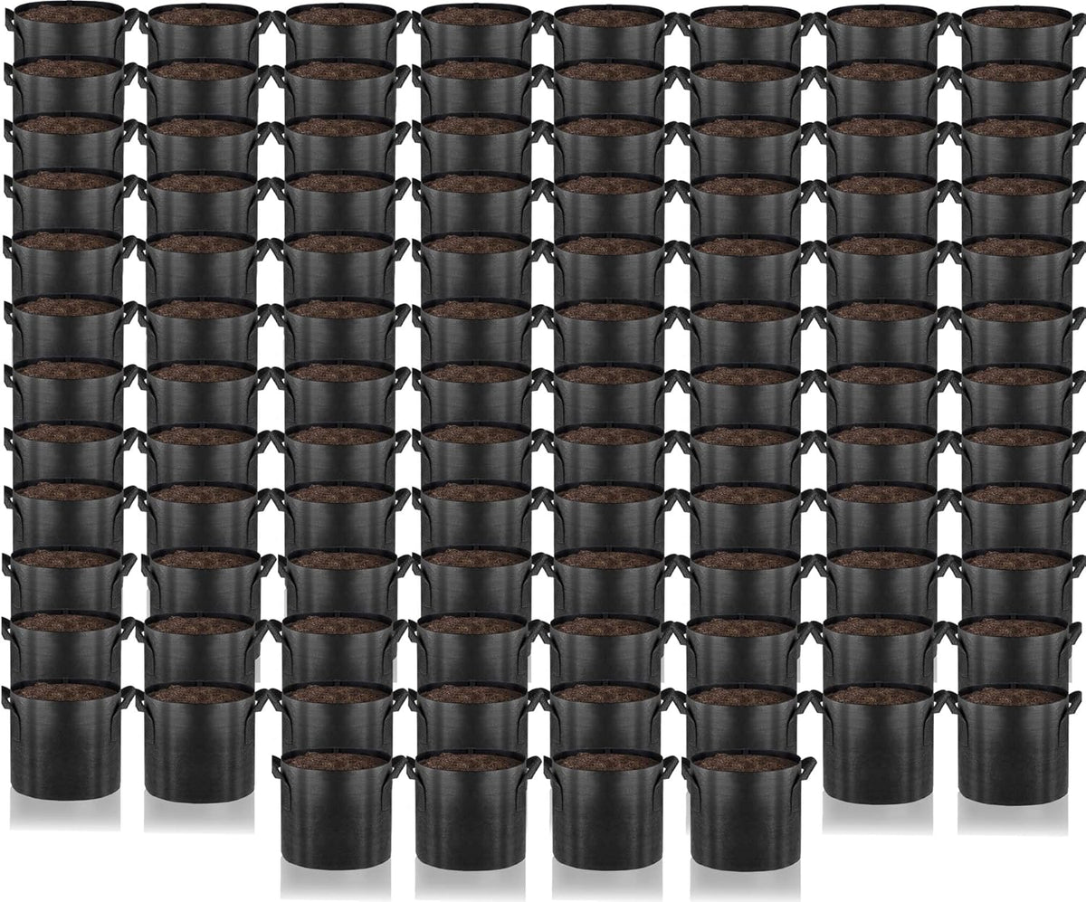 Gardenera Commercial Grade Grow Bags - Pack of 100 15 Gallon Fabric Planters with Aeration and Handles, Perfect for Cannabis Cultivation