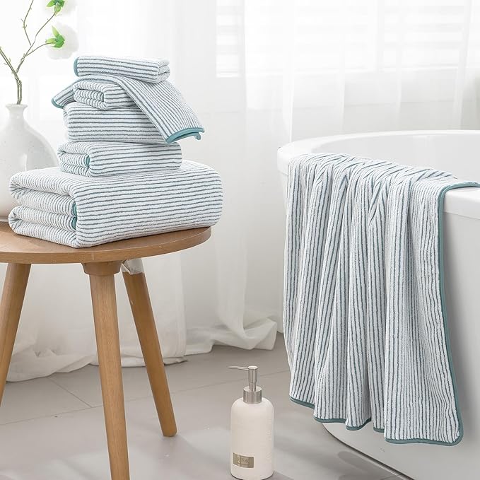 4 Piece Bath Towel Set 35"x70"Oversized Bath Towel for Bathroom Ultra Soft Fluffy Extra Large Bath Sheet Luxury Premium Bathroom Towel Highly Absorbent Quick Dry Shower Towel for Hotel Spa,Lake Blue