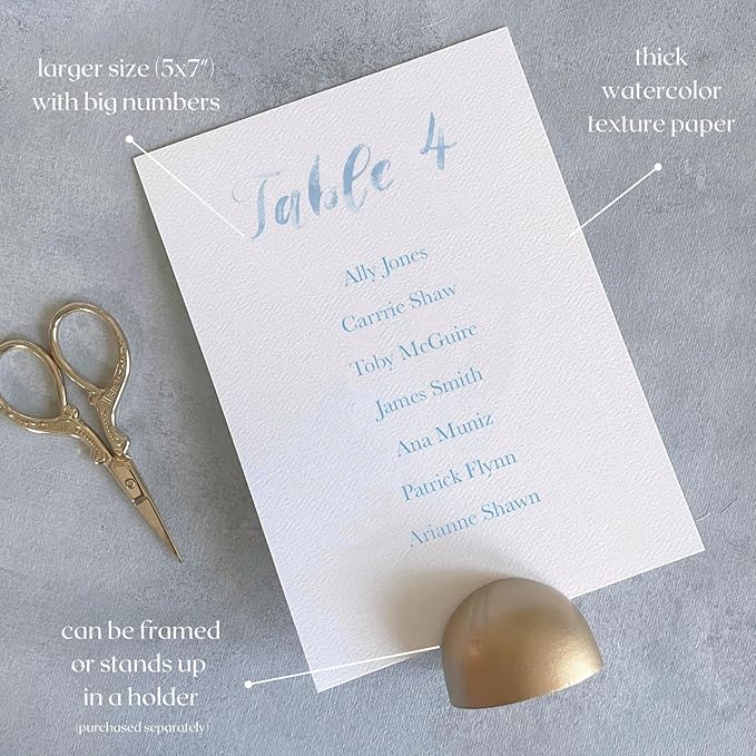 Custom Seating Chart for Wedding Reception Display, Printed Chart Board, Dusty Blue Wedding Card Watercolor, Rustic Decorations for Reception, Reserved Seating Signs