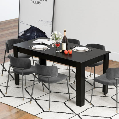 Giantex Dining Table for 6, Rectangular Kitchen Table with 330Lbs Capacity, Stable Structure, 63" L x 31.5" W x 30" H Large Farmhouse Center Tables for Dinner, Dinette, Dining Room, Black