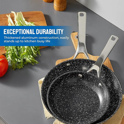 Induction Cookware Nonstick, BEZIA Pots and Pans Set for Induction Cooktop, Compatible with All Stoves, Dishwasher Safe Kitchen Cooking Pan Set with Frying Pans, Saucepans & Stockpot, 10-Piece (Grey)