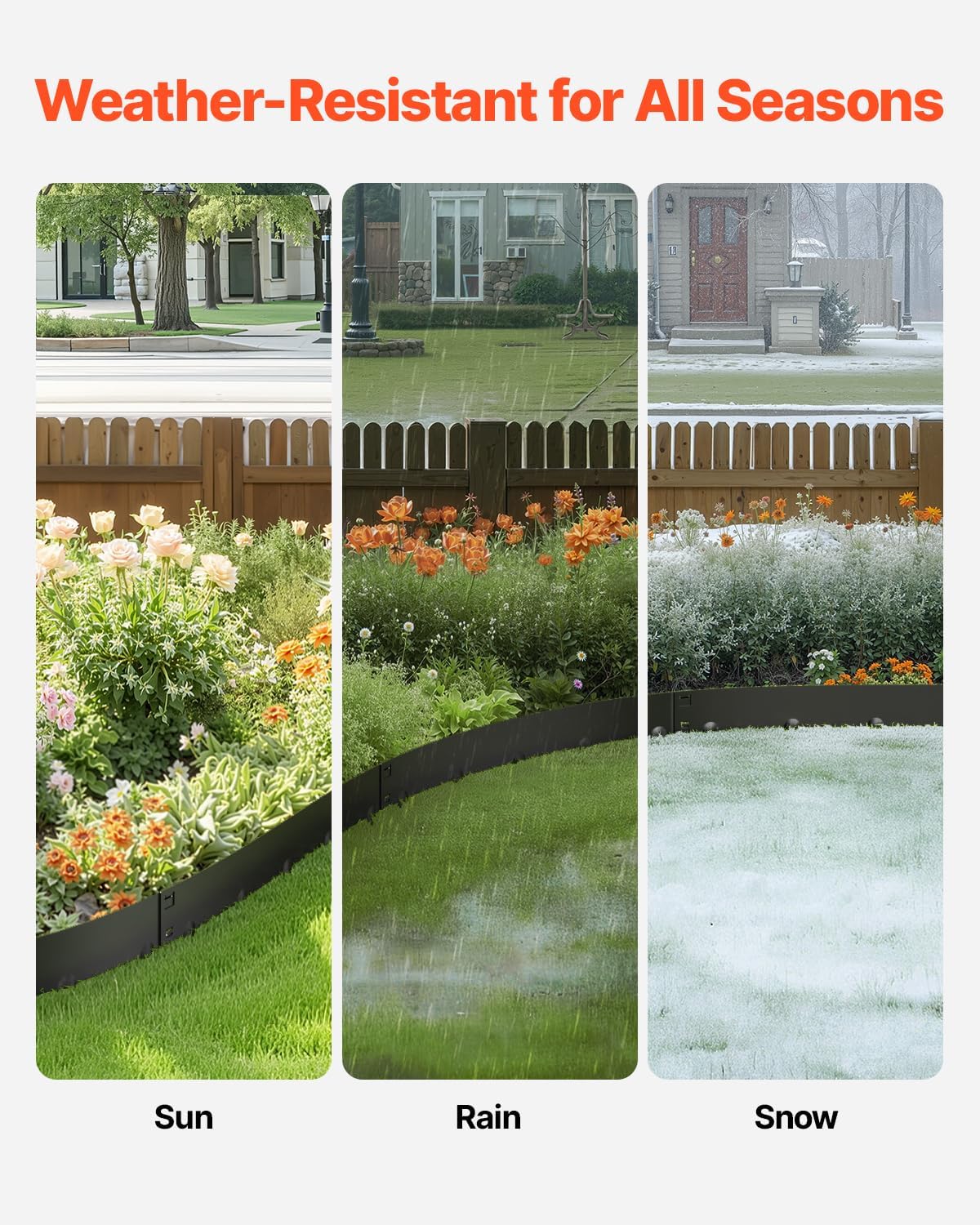 VEVOR Steel Landscape Edging, 5 Packs 39 x 4 in Rust-Resistant Metal Landscape Edging, Bendable Garden Edging Border, Heavy Duty Lawn Edging, Easy-to-Install, Flower Bed Yard Pathway Divider Black