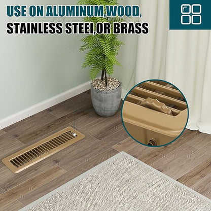 VOISEN Floor Register 2x12, 4 Pack Floor Vent Covers, Steel Adjustable Air Supply Grille Register Vent Cover Grill for Sidewall and Floor, Vent Covers for Home Floor,Brown