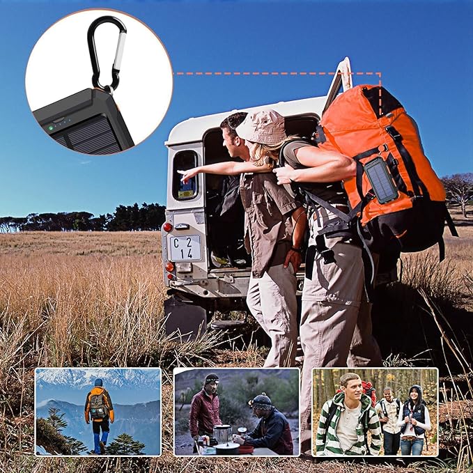 Solar Charger, 38800mAh Portable Type-C Solar Power Bank for All Cellphones, Waterproof Battery Pack, Outdoor External Backup Power Charger Three Outputs/LED Flashlights, Perfect for Camping Travel