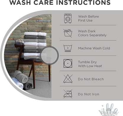 100% Cotton Bath Towel Set of 10-2 Bath Towels, 4 Hand Towels, 4 Wash Cloths, Sustainable, Soft, Highly Absorbent, Combed Cotton 10 Piece Set for Hotels, Spa, Bathroom, Dorm, Silver