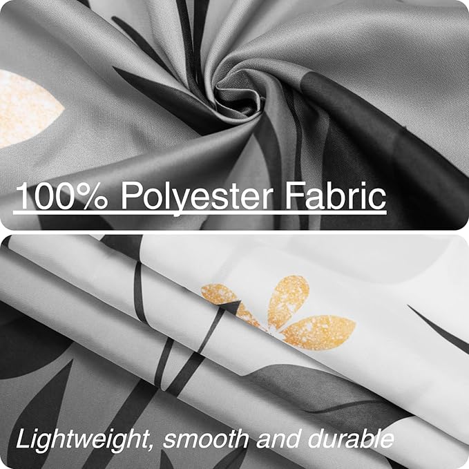 Eucalyptus Shower Curtain, Ombre Floral Leaves Plant Washable Fabric Bath Decor with 12 Hooks 72x72 inches, Black