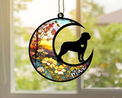 Personalized Dog Memorial, Custom Name Rottweiler (Tan) Dog Christmas Ornament with Name, Custom Breeds, Pet Loss Light Catcher, Gifts for Lovers Loss of Pet Sympathy on Mothers Day Christmas