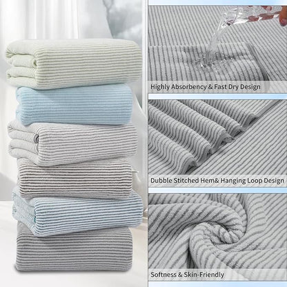 4 Piece Bath Towel Set 35"x70"Oversized Bath Towel for Bathroom Ultra Soft Fluffy Extra Large Bath Sheet Luxury Premium Bathroom Towel Highly Absorbent Quick Dry Shower Towel for Hotel Spa,Grey