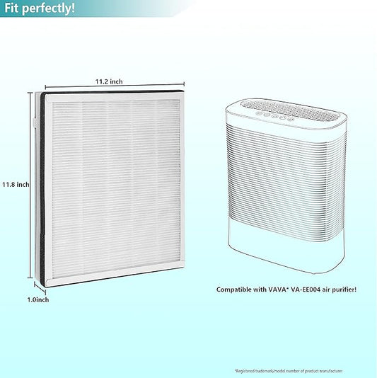 VA-EE004 Replacement Filter, Compatible with VAVA 3-in-1 VA-EE004 Air Purifier, True HEPA & Activated Carbon Filter Set, 2-Pack