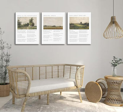 Christian Bible Canvas Wall Art How Great Thou Art Hymn Verse Painting Picture Wall Decor Vintage Scripture Religious Faith Poster Print for Living Room Bedroom Church Scene Home Decorate