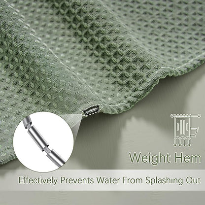 Sage Green Shower Curtain for Bathroom Waffle Textured Heavy Duty 78 Inch Shower Curtain Set for Bathroom, Water Repellent 256GSM Neutral Fabric Shower Curtains with 12 Metal Hooks, 72Wx78H