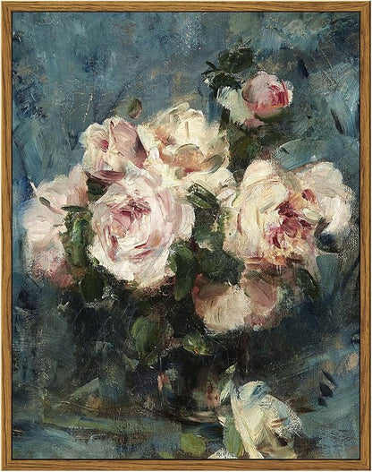 InSimSea Framed Wall Art for Living Room Flower Wall Art Home Decor Roses Vintage Botanical Prints Floral Paintings Canvas Art Wall Decor Floral Canvas Prints for Bedroom Office Decor 11x14in