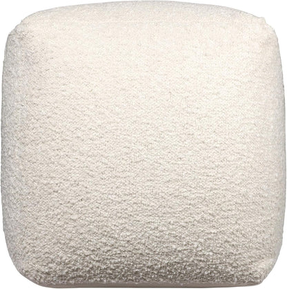 HomeRoots 18" Ivory Polyester Cube Outdoor Pouf Ottoman