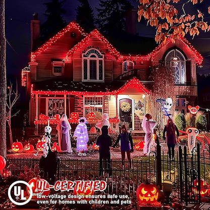 JMEXSUSS 150 LED Red String Lights Indoor Outdoor Waterproof, Connectable 59 Ft Halloween String Lights Plug in, 8 Modes Christmas Tree Light for Bedroom, Patio, Party, Halloween,Christmas Decorations
