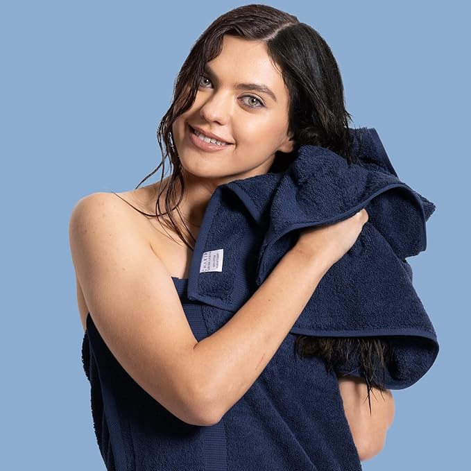 Chakir Turkish Linens | Hotel & Spa Quality 100% Cotton Premium Turkish Towels | Soft & Absorbent (6-Piece Hand Towels, Navy)