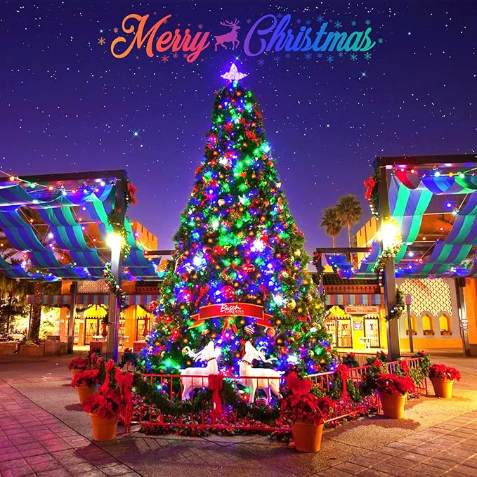 JMEXSUSS 250 LED Christmas Lights Indoor, 91.5ft Connectable Multicolor Christmas Lights Outdoor Waterproof, 8 Modes String Light Plug in for Wedding Party Garden Decorations