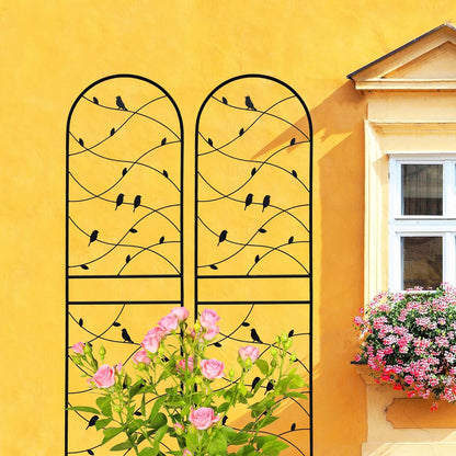 Metal Garden Trellis Rustproof Trellis for Climbing Plants Outdoor Flower Support Bird Deco (Black-2 Pack, 71"x19.7")