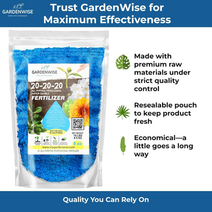 20-20-20 Water-Soluble Fertilizer – Powder for Liquid Plant Food for Indoor & Outdoor Plants, Orchids, Vegetables, Lawns, Flowers – 20 20 20 Fertilizer 5 Quarts (10 lbs)