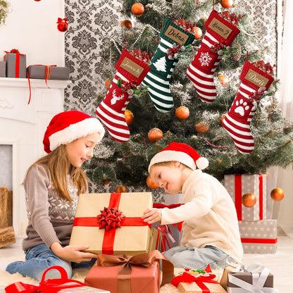 DPDP Personalized Christmas Stockings – Custom Christmas Stockings with Names, 18" Large Family Knit Stocking with Leather Nameplate, Customized Xmas Decorations for Fireplace, Gifts for Kids 1 Pack