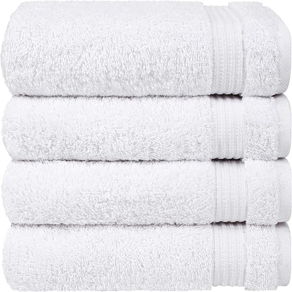 Cotton Paradise Hand Towels for Bathroom, 100% Cotton Turkish 4 Piece Hand Towel Set, Soft Absorbent Face Towels, White Hand Towels