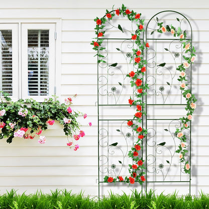 Metal Garden Trellis for Climbing Plants, 2 Pack 86.5" x 19.7" Black Plant Trellis Outdoor, Clematis Rrellis Outdoor, Arched Decoration Suitable for lawns, Gard