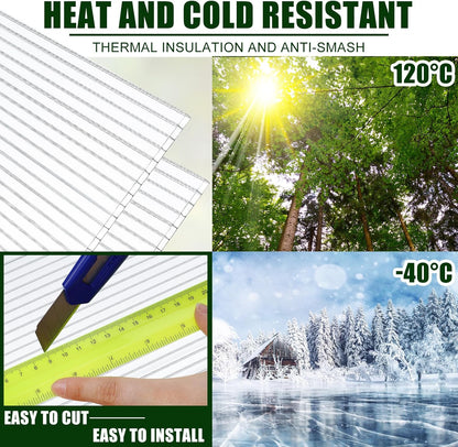 Tatuo 12 Pack 4' X 2' X 0.16'' Polycarbonate Greenhouse Panels Polycarbonate Sheets Twin-Wall Roof Panels Waterproof UV Protected Clear Corrugated Plastic Roofing for Greenhouse Replacement
