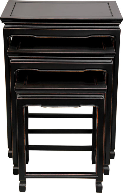 Red Lantern Rosewood Nesting Tables - Antique Black