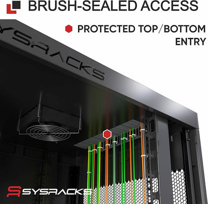 Sysracks 9U Wall Mount Server Rack Cabinet, 19” Locking Network Rack, 24” Deep, Glass Door, with Fan, PDU and Shelf