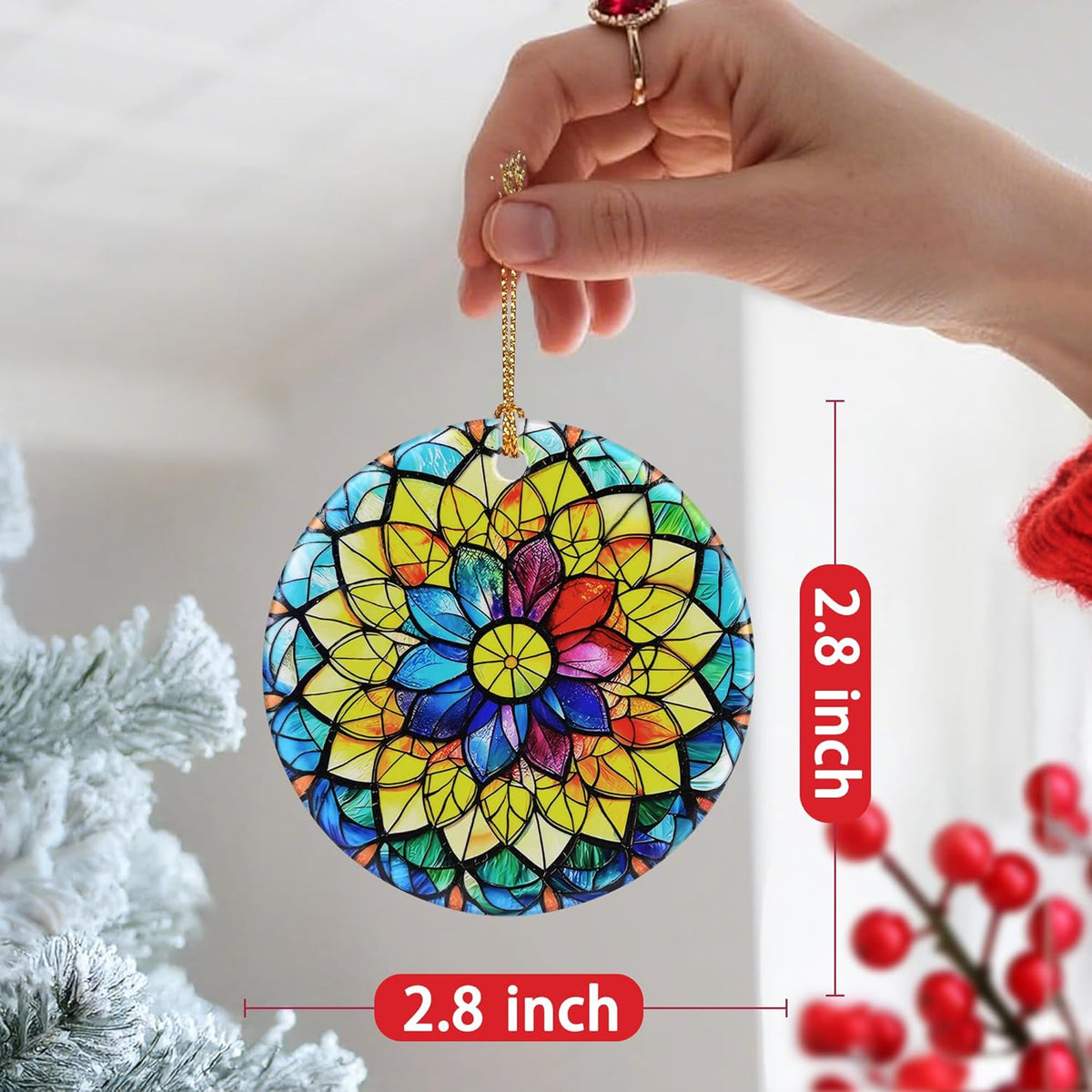 Christmas Ornaments, Ceramic-Style Christmas Decorations, Xmas Tree Ornaments, Heirloom Keepsakes, Holiday Dcor, Holiday Presents, Unique Xmas Gifts, Gift Exchange, Gift Idea - Rainbow Mandala