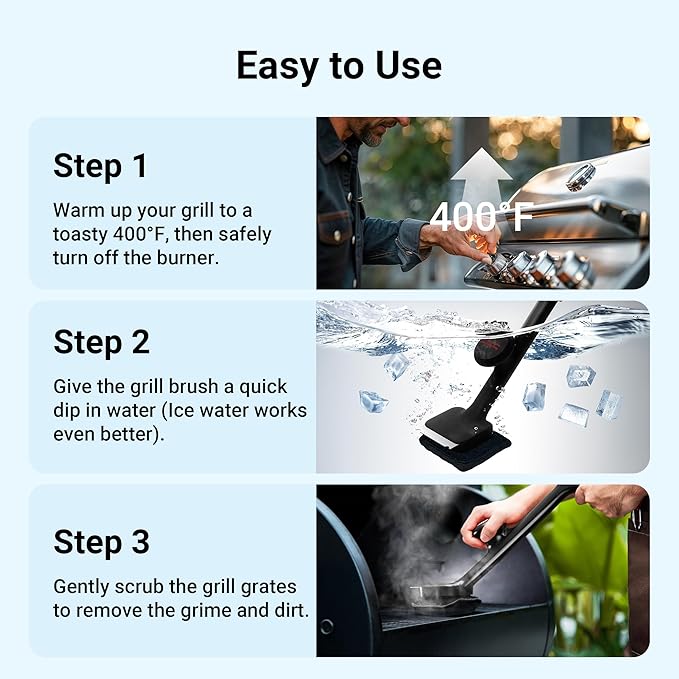 BBQ Grill Brush Bristle Free - 17" Safe Steam Grill Cleaner Brush with Scraper and 5 Brush Heads for Porcelain/Gas/Charcoal Grill Outdoor Grill Barbecue Cleaner