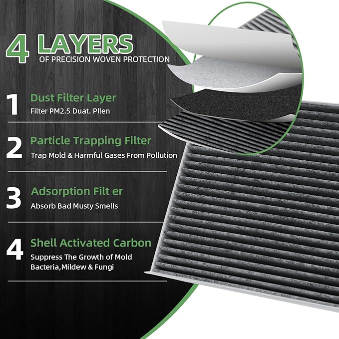 CF10134 Cabin Air Filter With Activated Carbon Replacement For Honda Civic Crosstour Acura CR-V Odyssey Accord Legend CSX ILX MDX RDX RLX TLX TSX ZDX AT134 (3Pack）