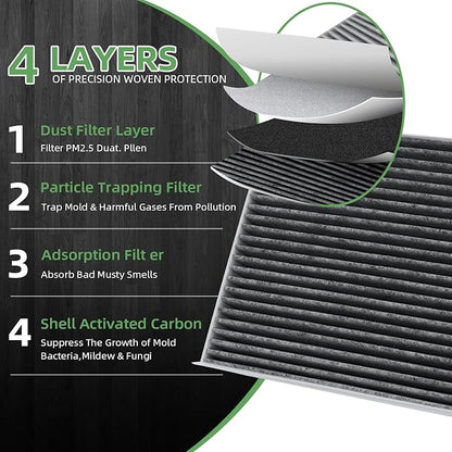 CF11182 Cabin Air Filter With Activated Carbon Compatible with Honda Civic 2016-2022,CR-V 2017-2022,CR-Z 2011-2016,FIT 2009-2020,HR-V 2016-2022,Insight 2010-2022,Odyssey2018-2022