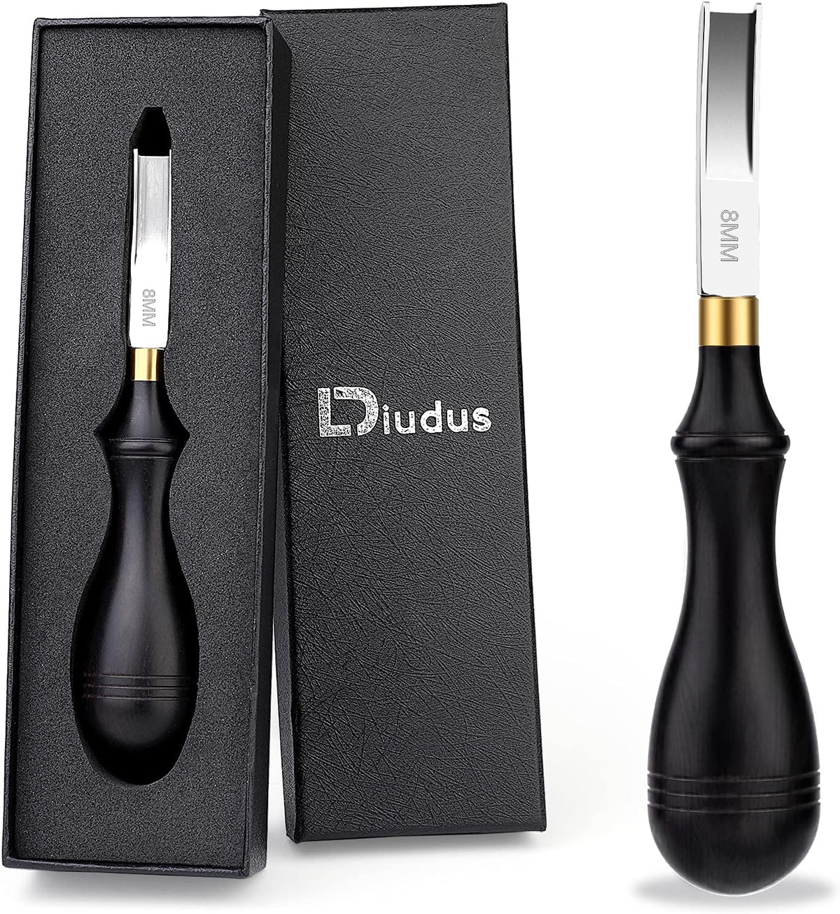 Diudus Leather Edge Beveler Tool, French Skiver, Wide Mouth Leather Edge Bevelers Skiving 8mm, Leather Edge Trimmer Crafting Tools with Wooden Handle for DIY Leather Craft