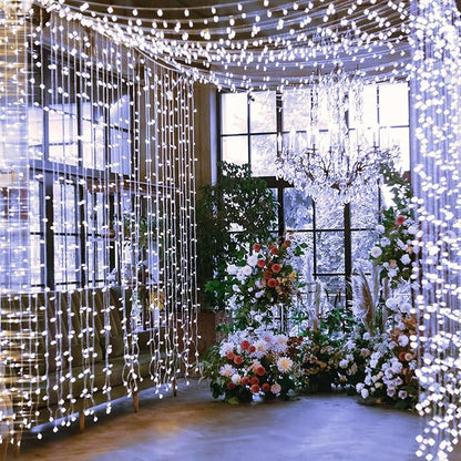 JMEXSUSS 250 LED White Christmas Lights Indoor Outdoor, 91.5ft Connectable Christmas String Lights 8 Modes, Clear Wire Twinkle String Light Plug in for Bedroom Wedding Garden Party Decoration