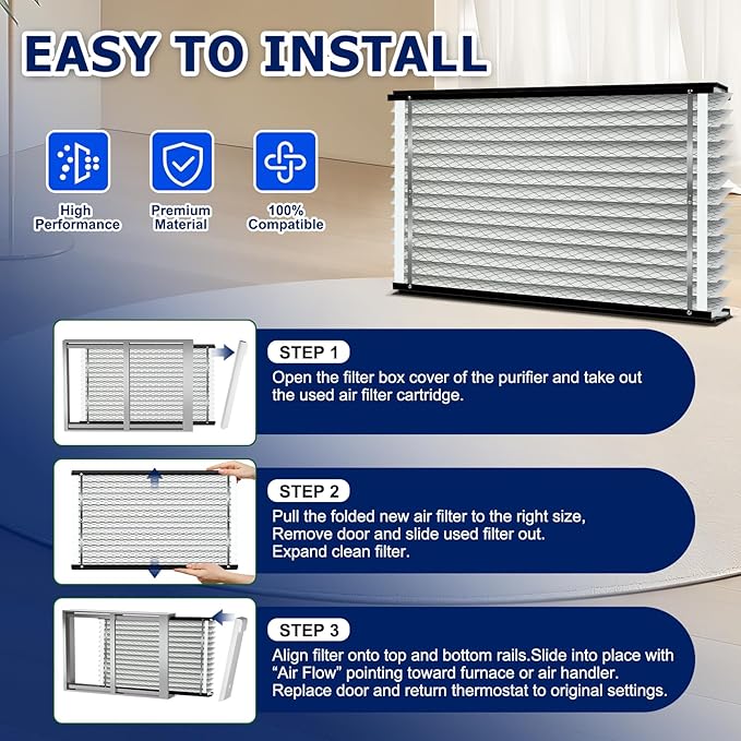 2-Pack 210 Air Filter Replacement Compatible with AprilAire Whole House Air Purifiers,Models 1210, 1620, 2210, 2216, 3210, 4200, MERV 11, Size: 20x25x4 Pleated HVAC AC Furnace Filter