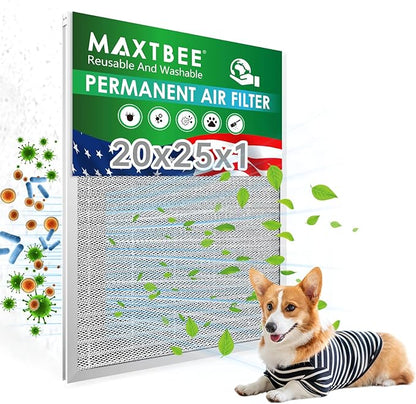 20x25x1 Air Filter Electrostatic Filter Reusable Washable HVAC AC Furnace Filter,MERV 8,Lasts a Lifetime, Healthier Home or Office(Actual Size:19.75x24.65x0.8 Inch)