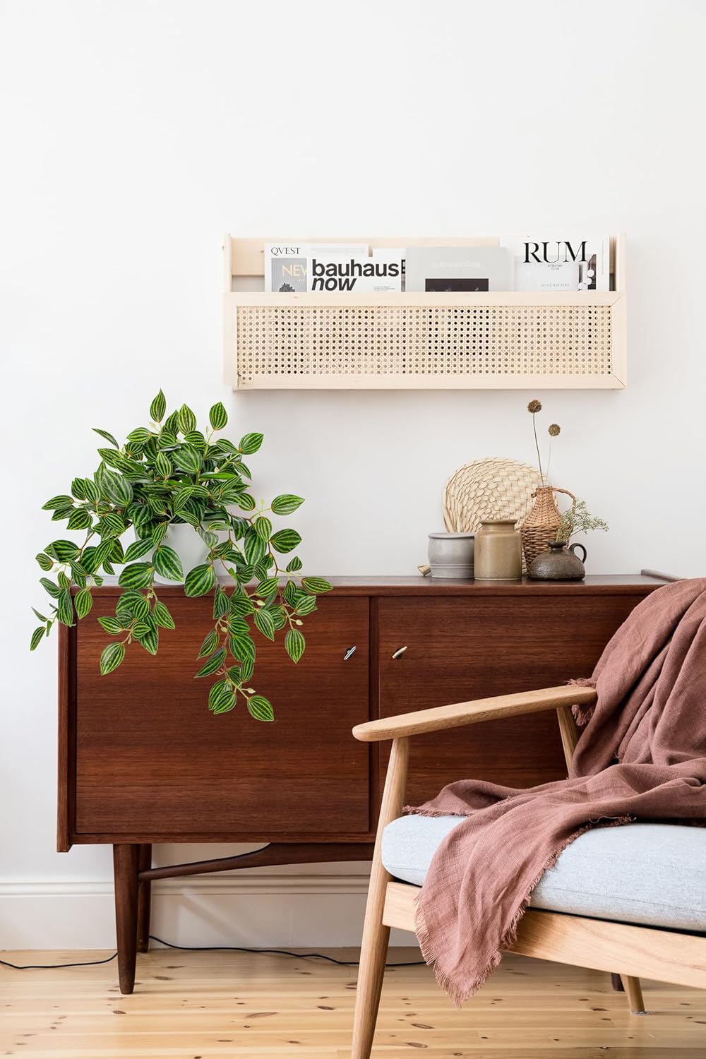 Briful Artificial Plants Indoor Fake Potted Silk Plants Faux Watermelon Peperomia Draping Plant for Home Office Bathroom Shelf Cabinet Tabletop Decoration(Green - 1 Pack)