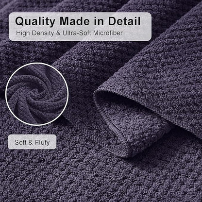 8 Piece Large Purple Family Bath Towel Set-2 Oversized Bath Towel Sheets,2 Hand Towels,4 Washcloths-600GSM Soft Highly Absorbent Quick Dry Beach Chair Towels Woven Towels for Bathroom Hotel and Spa