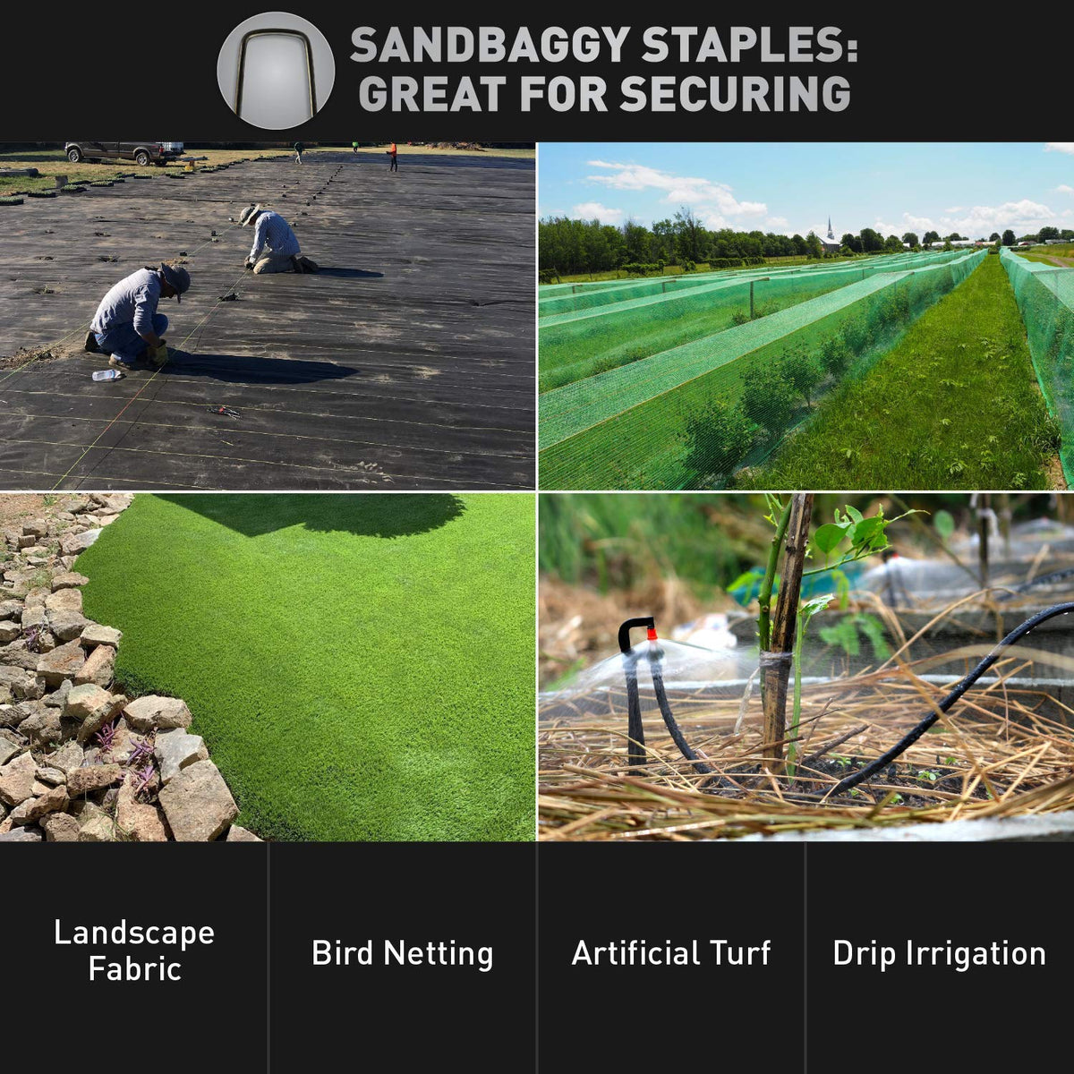 Sandbaggy Galvanized Anchor Pin Landscape Staples - 1000 Pack 6 Inch Length - Trusted by Farmers & Contractors Across The USA