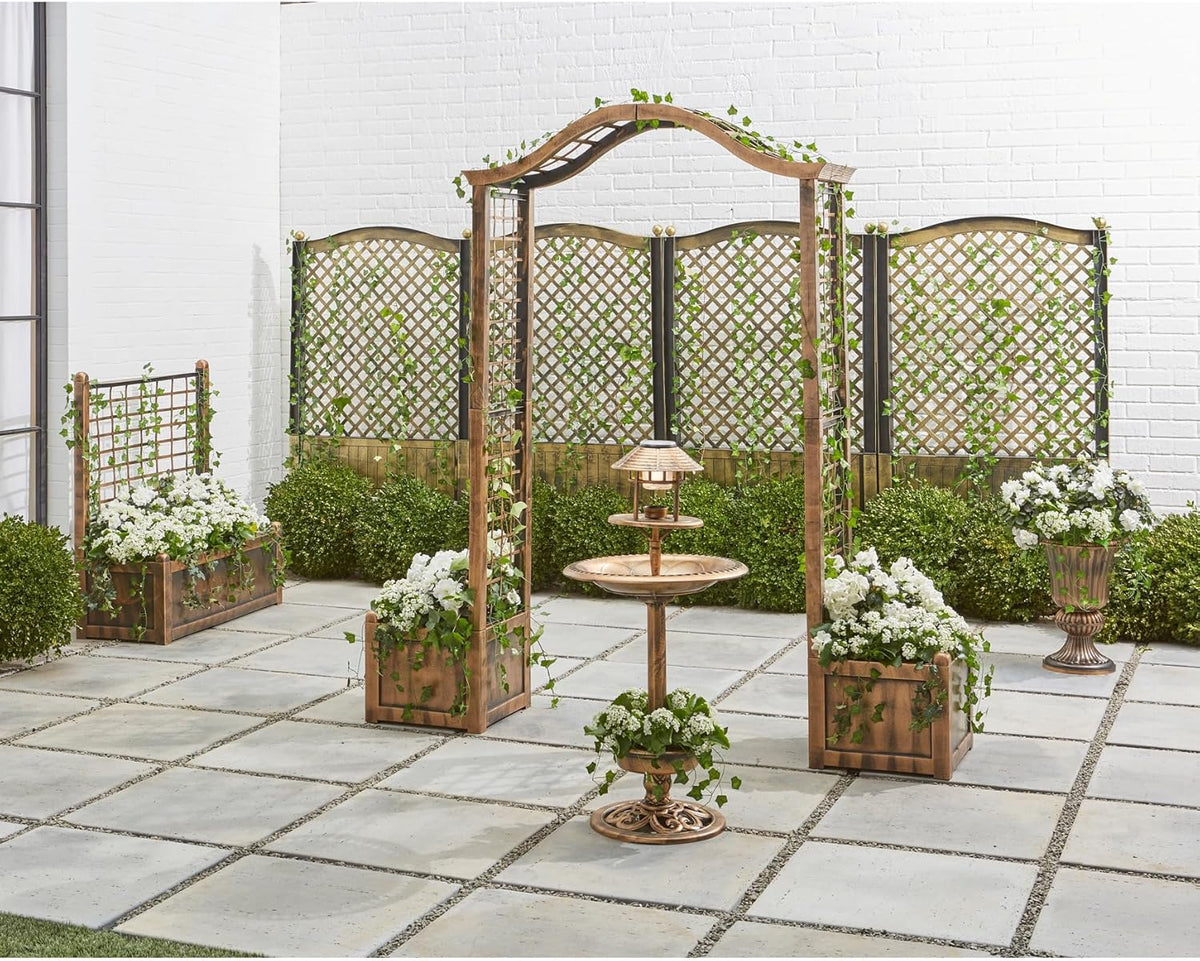 BrylaneHome Outdoor Weatherproof Polypropylene Set of 2 Trellis Fence for Climbing Plants Garden 54" H - Bronze