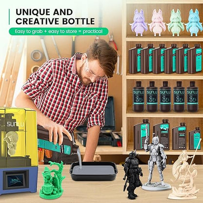 SUNLU 3D Printer Resin 3kg, Fast Curing Standard 3D Resin for LCD DLP SLA Resin 3D Printers, 395 to 405nm UV Curing 3D Printing Liquid Photopolymer Resin, Low Shrinkage, High Precision, 3000g, Beige