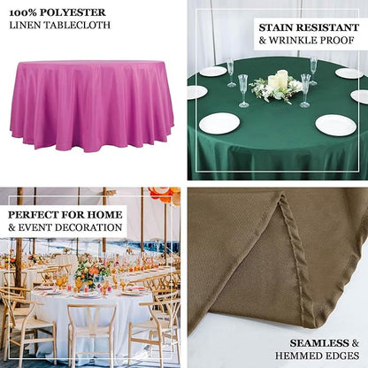 Efavormart Round Tablecloth, 132 Inch Stain & Wrinkle Resistant Washable Table Cloth, Decorative Polyester Fabric Table Cover for Banquet, Wedding, Dining- Dusty Rose