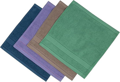 Casa Lino Face Towels & Body Wash Cloths for Showering - 100% Cotton Wash Cloths for Bathroom - Highly Absorbent & Quick Drying Washcloth Set - Cotton Washcloths 24 Pack (12" x 12") - (Multicolor II)