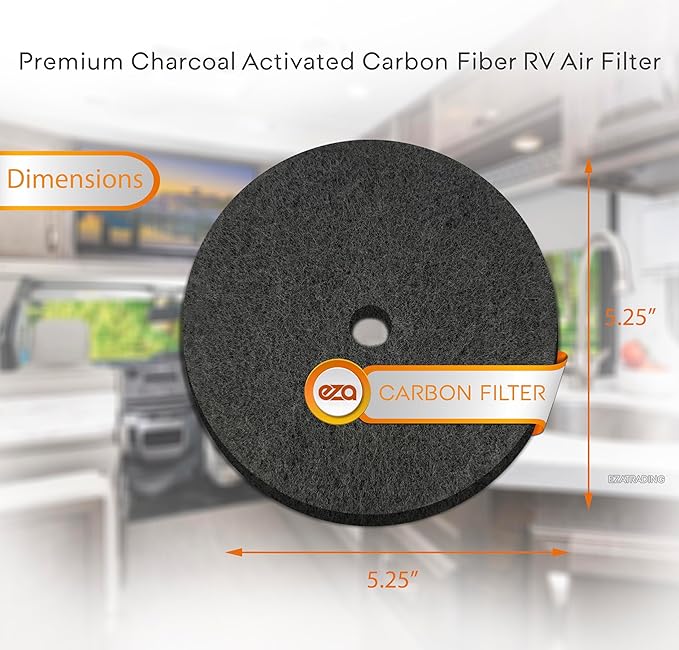 RV Premium Charcoal Activated Carbon Fiber Air Conditioner Filter - RV 5.25" Round Air Duct AC Carbon Filter Replacement for RV AC Vent (12 Pack With Central Hole)