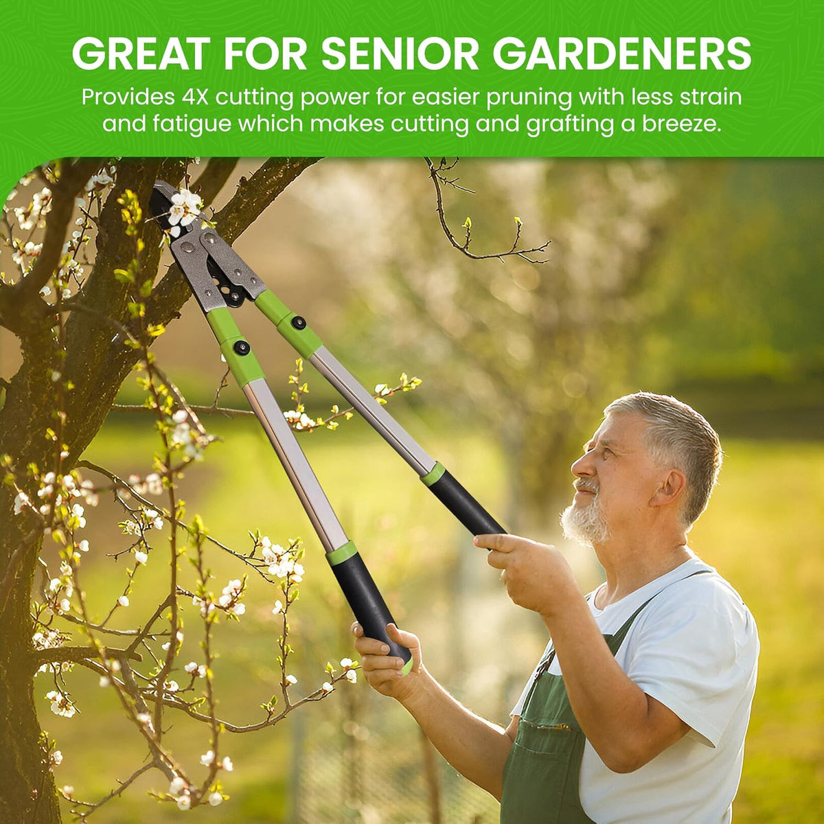 Garden Guru Extendable Anvil Lopper Tree Trimmer w Compound Action, Chops Thick Branches w Ease, 28-40”, Non-Stick High Carbon Steel Blade, Branch Cutter, 2 Inch Clean Cut Capacity - 1 Case (12 Pcs)