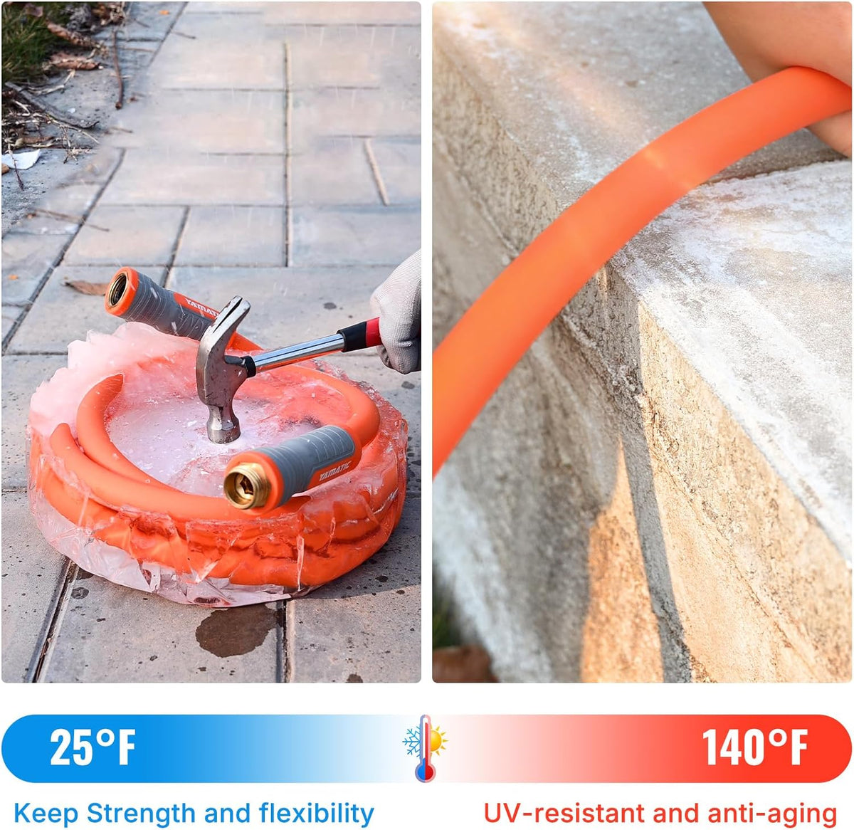 YAMATIC Heavy Duty Short Garden Hose 5/8 in x 5 ft with Swivel Fitting, Super Flexible Leader hose,All-weather, Lightweight, Burst 600 PSI