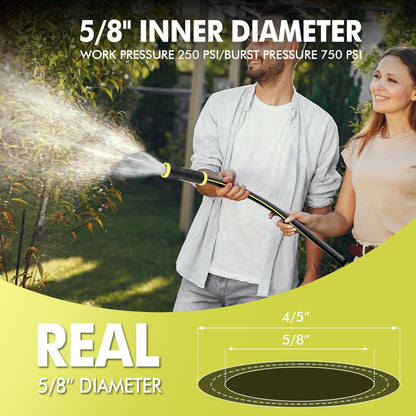 Garden Hose 3FT - PHLEX PRO Water Hose Heavy Duty Premium 5/8'' Rubber 3-Layer, Innovation Flexible Hybrid Lightweight Water Hose, Full Brass Male to Female Fittings